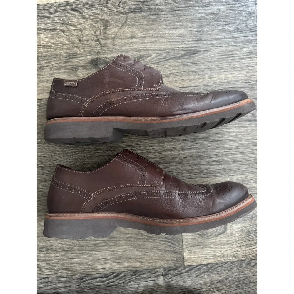 Pikolinos Mens Dress Shoes Sz 12 Brown Leather Round Toe Lace Up Wingtip Oxfords